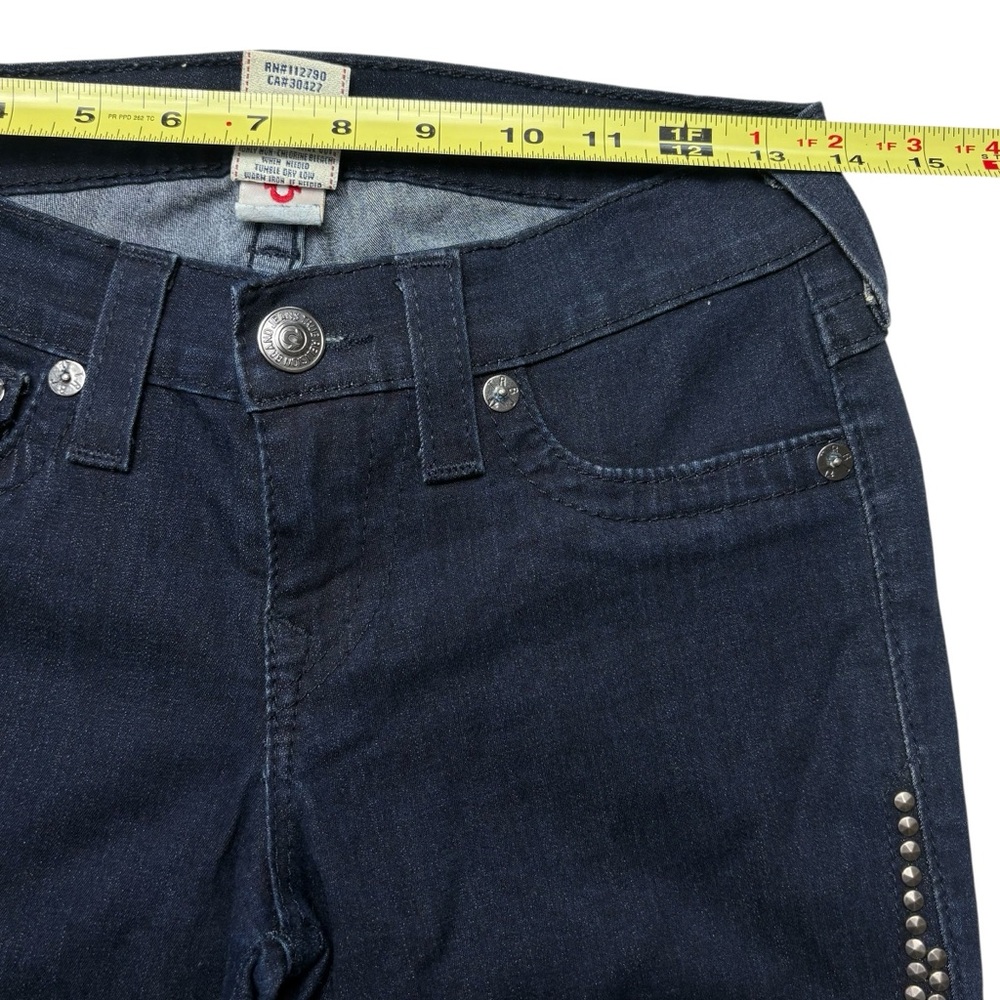 True Religion Casey Steel Panel Studded Skinny Jeans 27 USA Dark Wash RARE - Picture 8 of 14